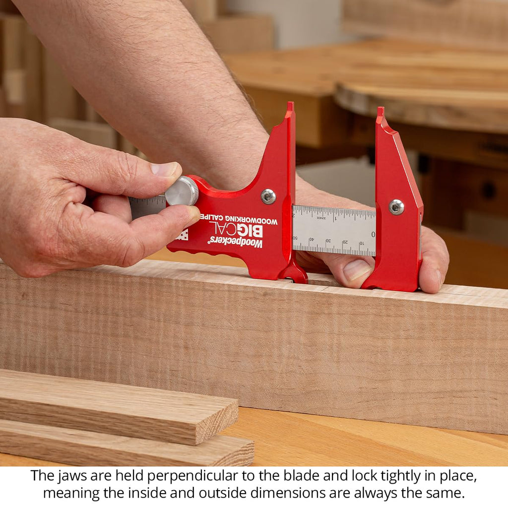 Woodpeckers BigCal Woodworking Calipers Deluxe Set, 12 Inch / 300MM, Inch & Metric Scales, USA Made, Inside & Outside References & Depth Gauge - BC-12300-DLX