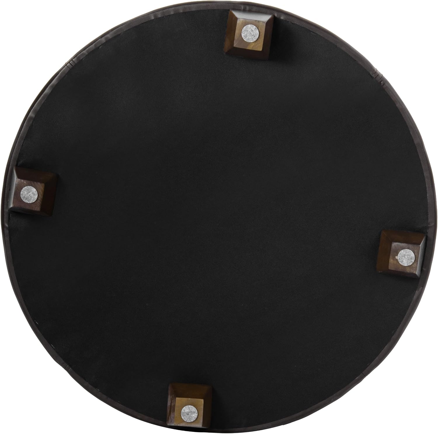 HomePop 32' Large Tufted Round Storage Ottoman - Vintage Brown Faux Leather