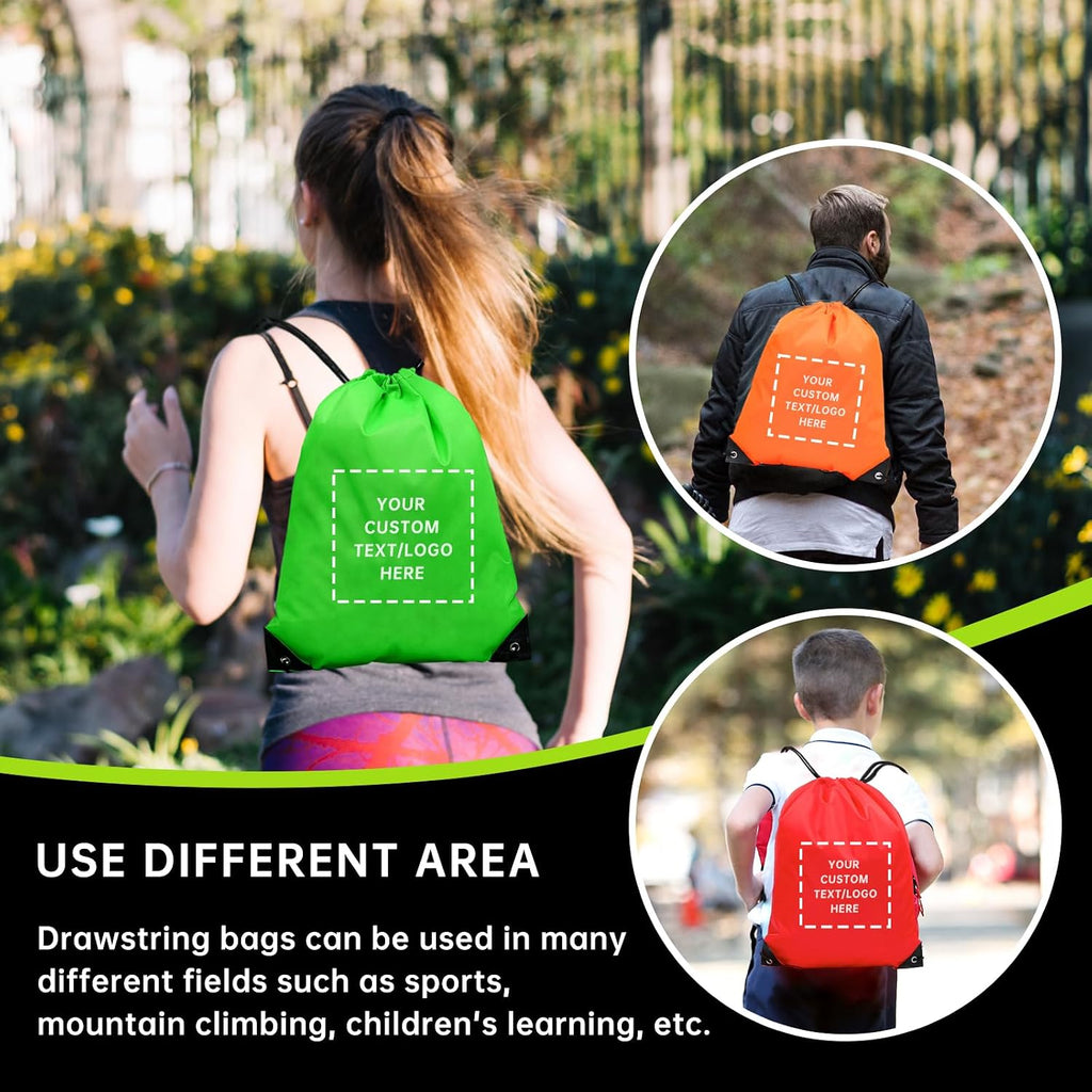 JEOHLORY pack of 100 Custom Bags With Your Logo,customized backpack,promotional items,Drawstring Backpacks,Great for Everyday Use (Custom Red)