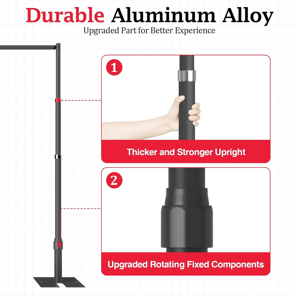 EMART Pipe and Drape Backdrop Stand Kit, 8.9ftx10ft Heavy Duty Adjustable Photo Background, Metal Frame with Flat Base for Wedding, Birthday Party, Banquet Decorations - Black