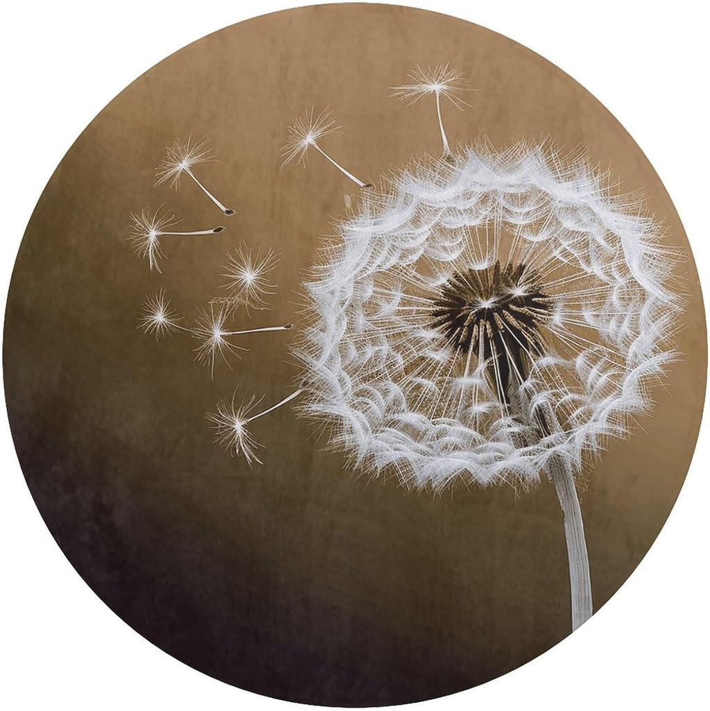 Blown Dandelion Blossom Coral Velvet Round Floor Mat Non-Slip Bath Rug Floor Covering for Bathroom Vanity Guest Suite & Vacation Home