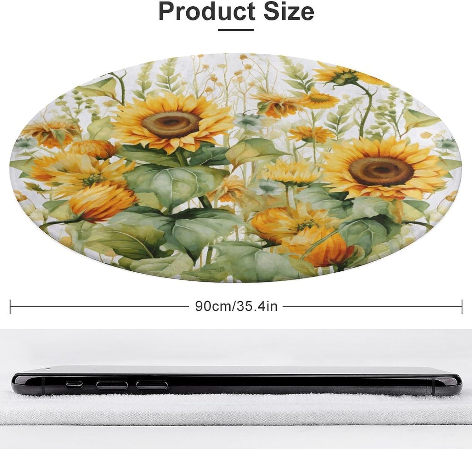Sunflower and Corn Coral Velvet Round Floor Mat Non-Slip Bath Rug Floor Covering for Bathroom Vanity Guest Suite & Vacation Home