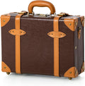 COTRUNKAGE 16' Carry On Suitcase Cute Pu Overnight Vintage Trunk Luggage Bag for Women with Strap, Cocoa Brown