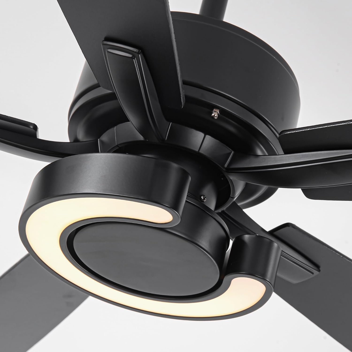 52 Inch Black Ceiling Fans with Lights and Remote - Creative Modern Ceiling Fan for Bedroom Living Room with 3CCT, 6 Speeds, Quiet, Dual-Sided Reversible 5 Blades Indoor Outdoor Chandelier Fan