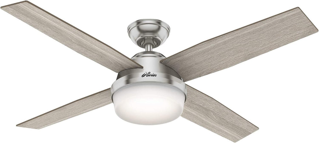 Hunter Fan 52 inch Contemporary Indoor Brushed Nickel Ceiling Fan with Light Kit and Remote Control (Renewed)