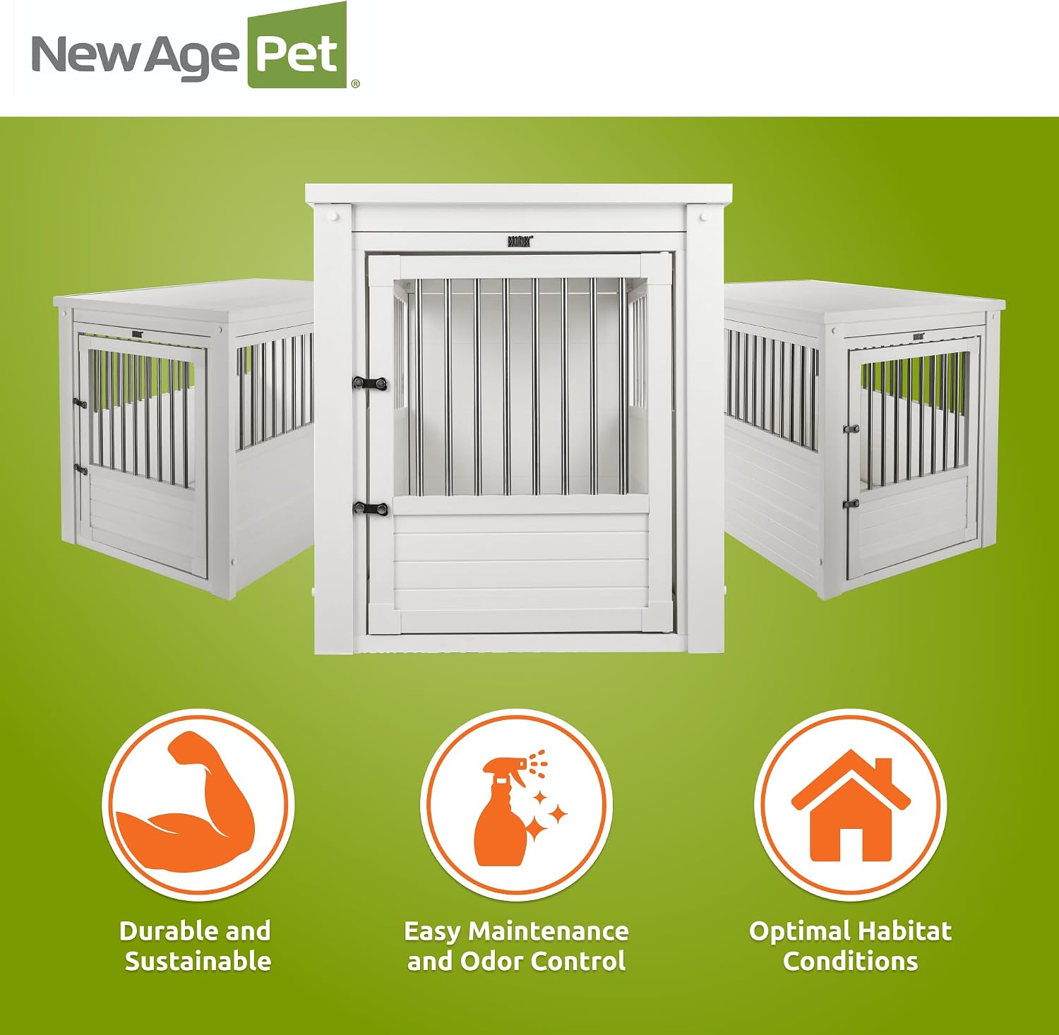 New Age Pet EHHC404XL ecoFLEX Pet Crate/End Table, Antique White, X-Large