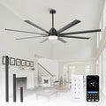 84' Large Ceiling Fan with Lights & Remote – 8-Blade Black Modern Ceiling Fan for Living Room, Dining Room, Bedroom, Patio, Commercial Spaces, Quiet & Energy Efficient, ETL Certified