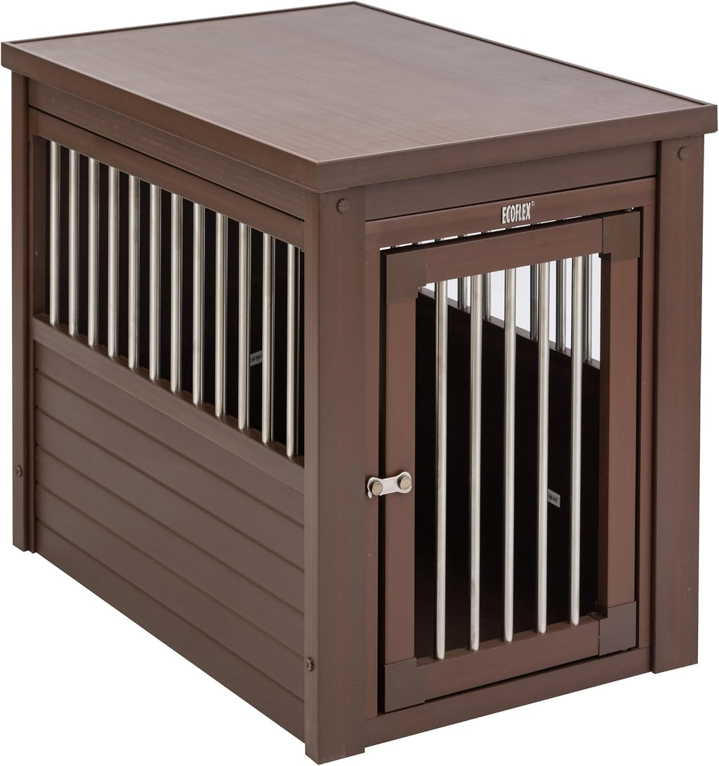 New Age Pet ECOFLEX InnPlace Dog Crate & End Table, Furniture-Style Indoor Kennel for Crate-Trained Dogs, Stainless Steel Spindles, 10-Year Warranty. 4 Colors, 4 Sizes