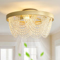 Crystal Caged Ceiling Fans with Lights Flush Mount, 20 inch Crystal Fandelier Ceiling Fan with Light and Remote, Chandelier Modern with Lights for Bedroom, Dining Room, Living Room