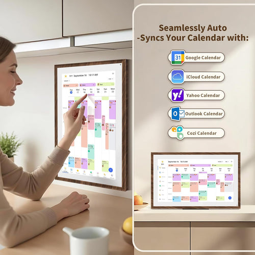 15.6 Inch Digital Calendar Chore Chart with Touchscreen - Full HD Interactive Display, Wall & Desk Mountable Family Planner, to-Do List & Meal Planner, Digital Picture Frame Gifts for Women Mom