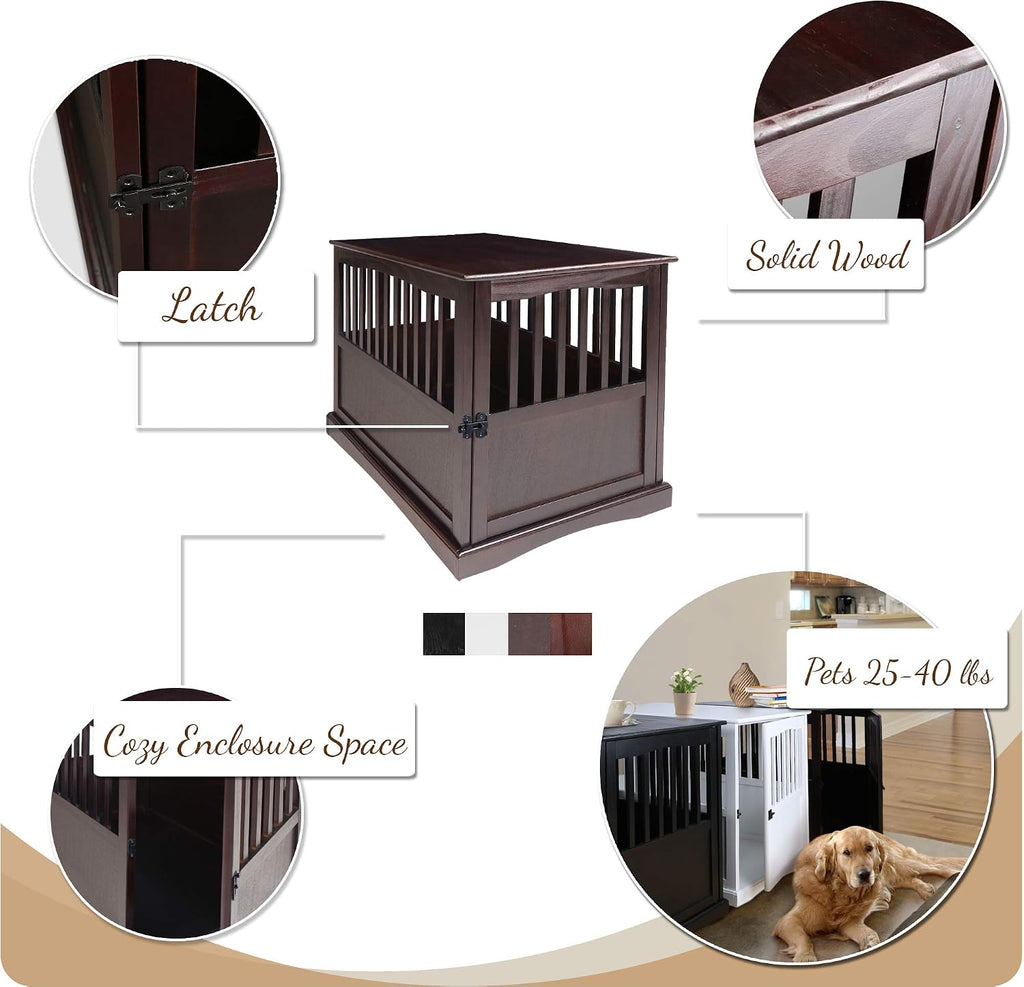 Casual Home Wooden Pet Crate, End Table, Large, New White