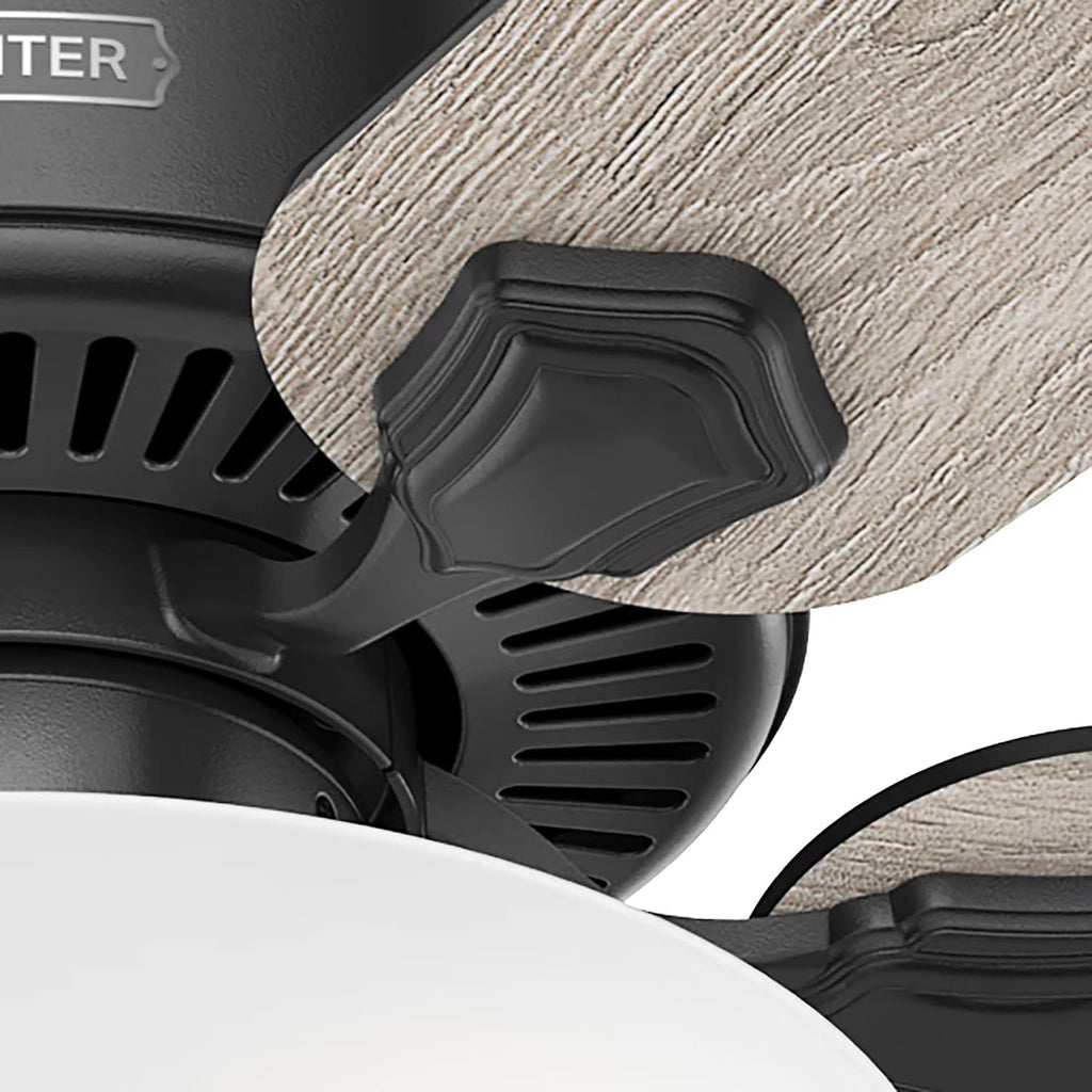 Hunter Fan 52 Inch Casual Matte Black Finish Indoor Ceiling Fan with LED Light Kit and Pull Chain (Renewed)