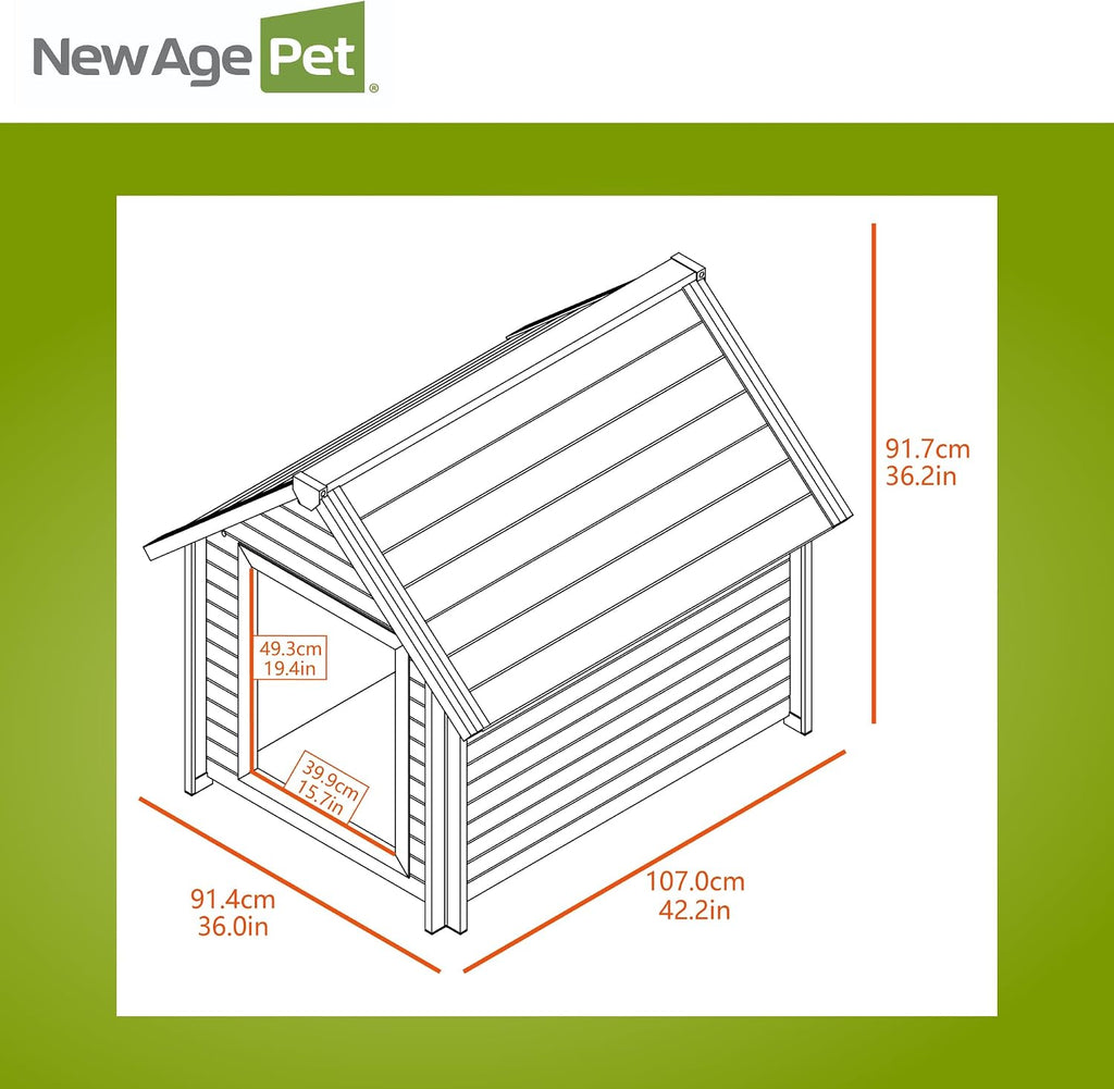 New Age Pet ECOFLEX Bunk Style Dog House, XL, Weather Resistant, Easy Clean, Elevated Floor in Grey