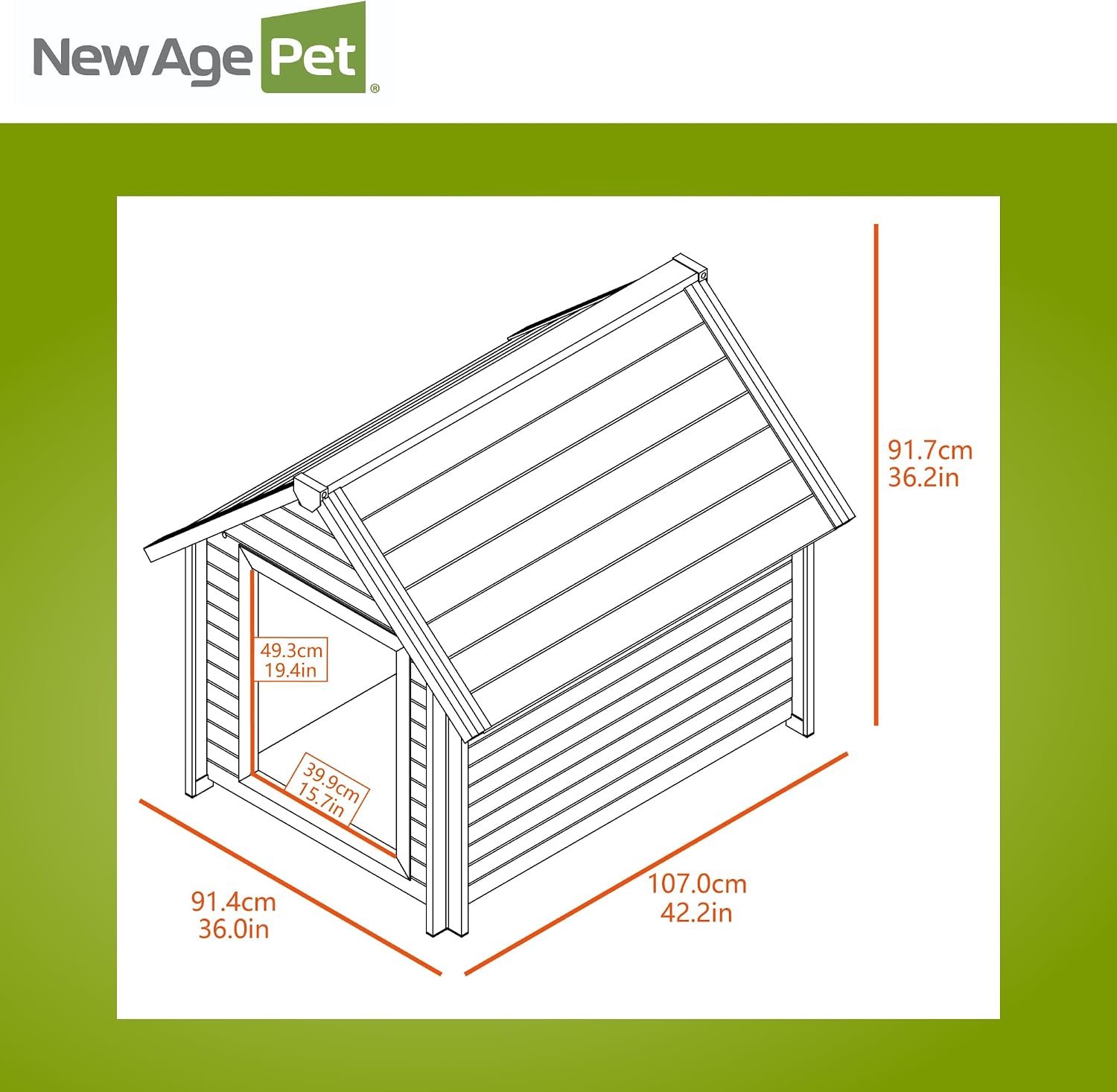 New Age Pet ECOFLEX Bunk Style Dog House, XL, Weather Resistant, Easy Clean, Elevated Floor in Grey