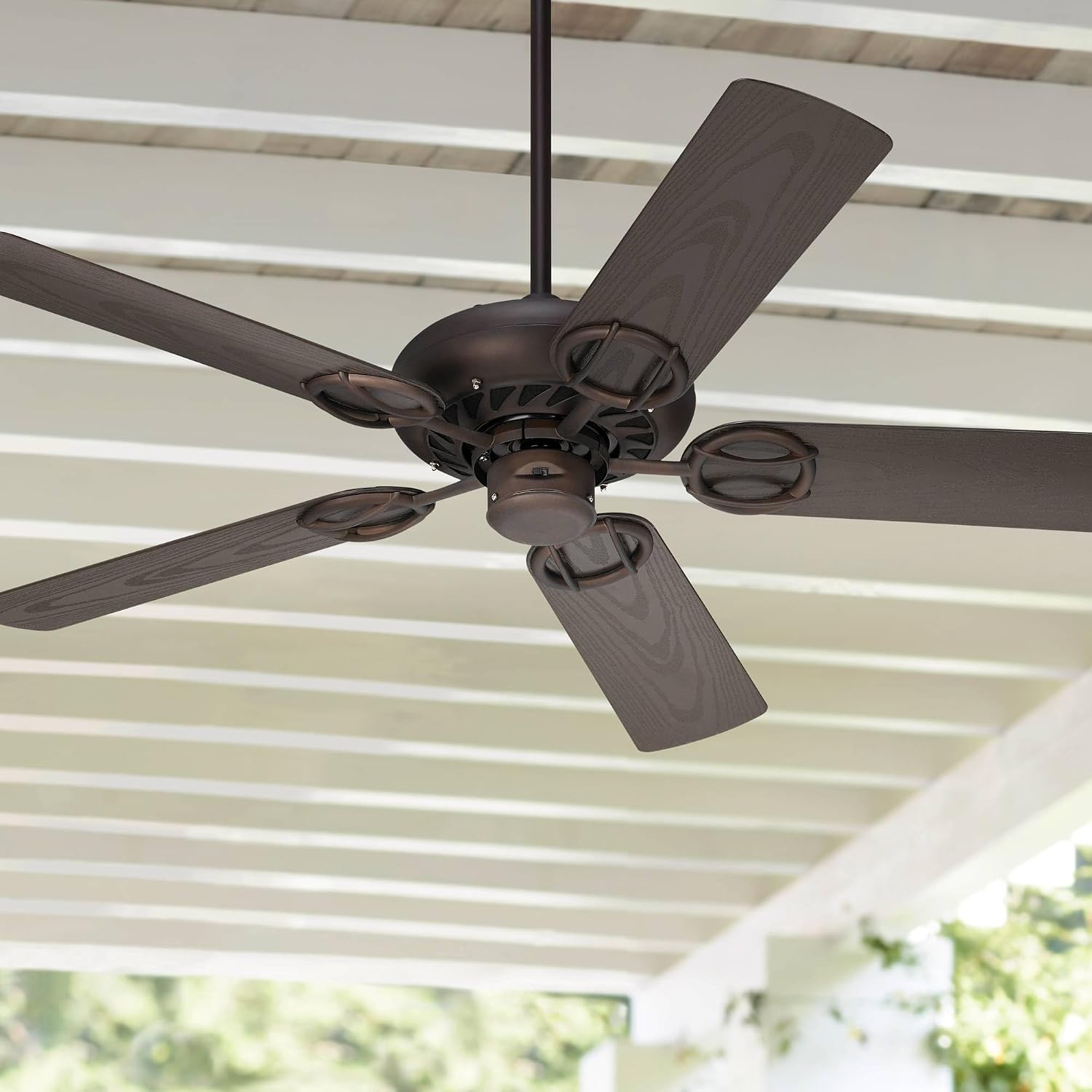 Casa Vieja 52' Orb Industrial Rustic Indoor Outdoor Ceiling Fan Oil Rubbed Bronze Brown Wet Rated for Patio Exterior House Home Porch Gazebo Garage Barn