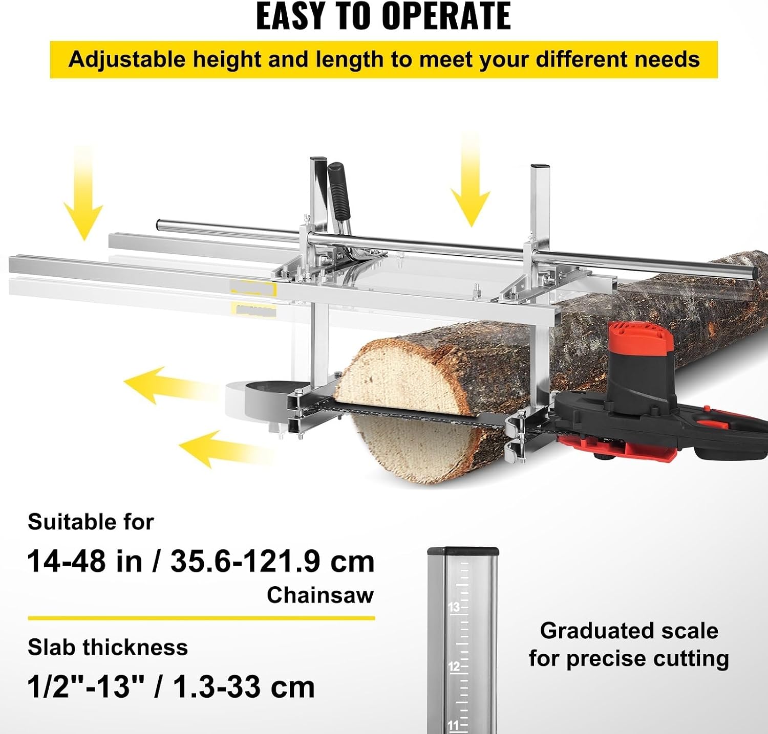 Chainsaw Mill Planking Milling 24 36 48 Inch Guide Bar Wood Lumber Cutting Tools Portable Aluminum Steel Chain Saw Mill, DIY Tools(14-24 Inch)
