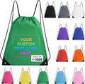 Custom Drawstring Bags With Logo, 80 PCS Personalized Text Drawstring Backpack Bulk, Easy-to-Carry String Bag Great for Gym, Travelling and for Everyday Use (Green)
