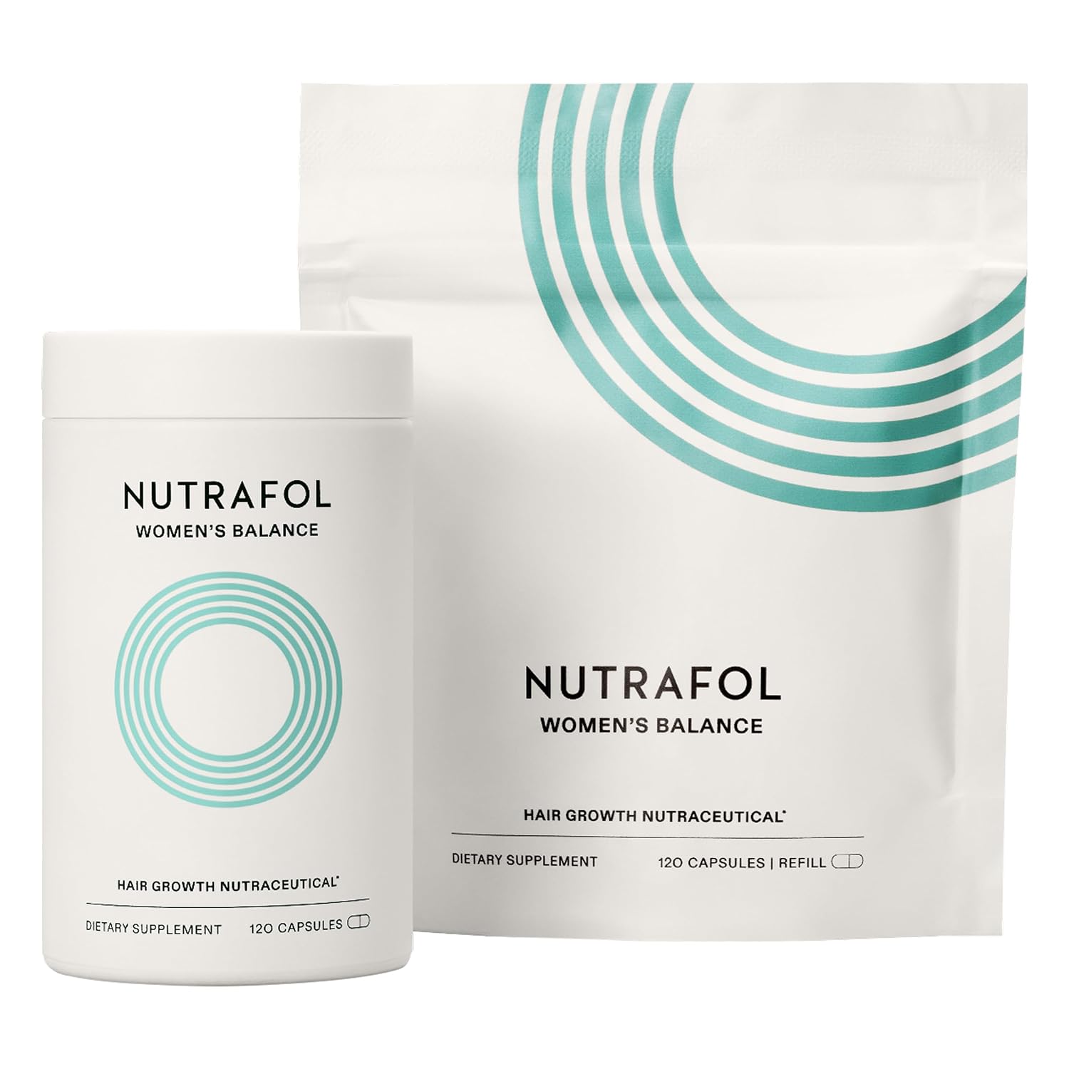 Nutrafol Women's Balance Hair Growth Supplements, Dermatologist Recommended, Ages 45 and Up, Clinically Proven for Visibly Thicker Hair and Scalp Coverage - 2 Month Supply, Pack of 2