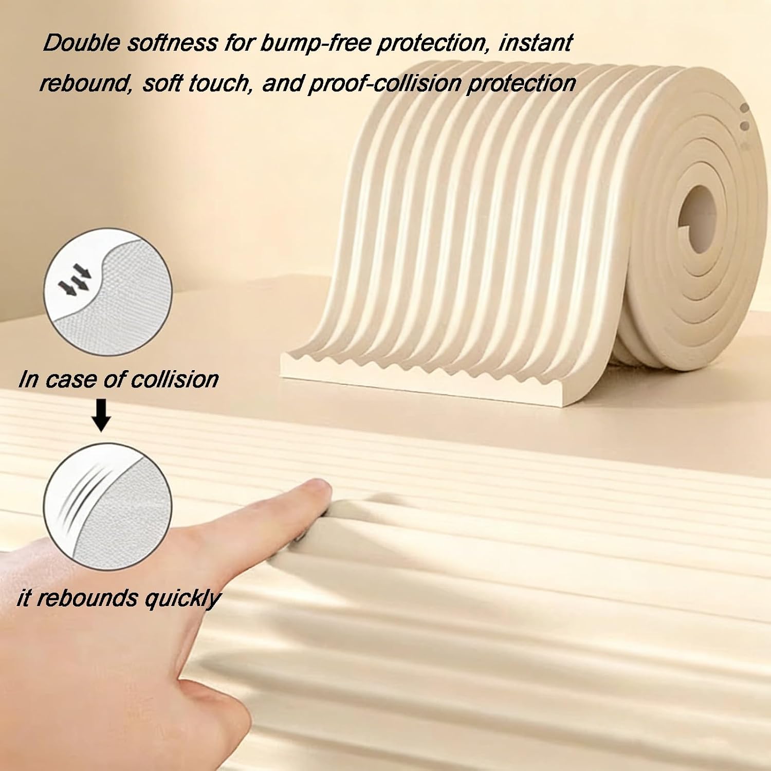 24in Width Foam Safety Strips, Self-Adhesive Soft Guard Bumper Pad, Collision Edge Protector, Wall Cushion for Indoor Outdoor Furniture Table Chairs Stair(Blue,Length: 5M)