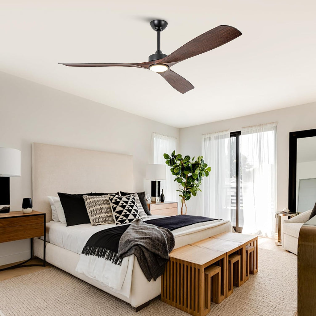 Ceiling Fans with Lights and Remote 60 Inch Outdoor Ceiling Fans for Patios Bedroom, Farmhouse Low Profile Chandelier Ceiling Fan with 6-Speed Reversible DC Motor, Dimmable, Ventilador de Techo