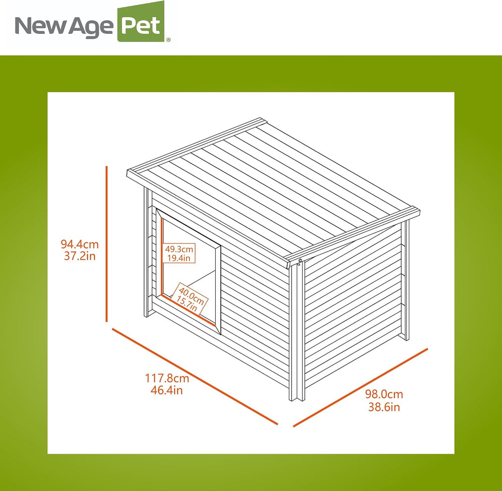 New Age Pet ECOFLEX Rustic Lodge Dog House, Jumbo, Weather Resistant, Easy Assembly, Elevated Floor, Non Toxic, Durable Composite
