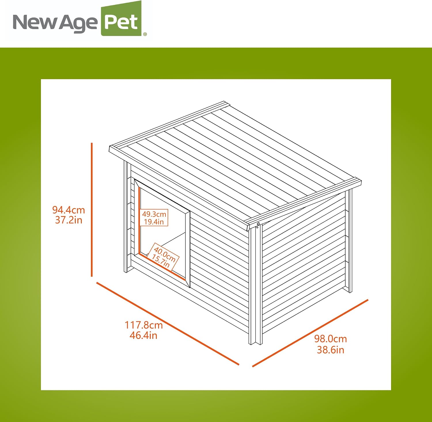 New Age Pet ECOFLEX Rustic Lodge Dog House, Jumbo, Weather Resistant, Easy Assembly, Elevated Floor, Non Toxic, Durable Composite