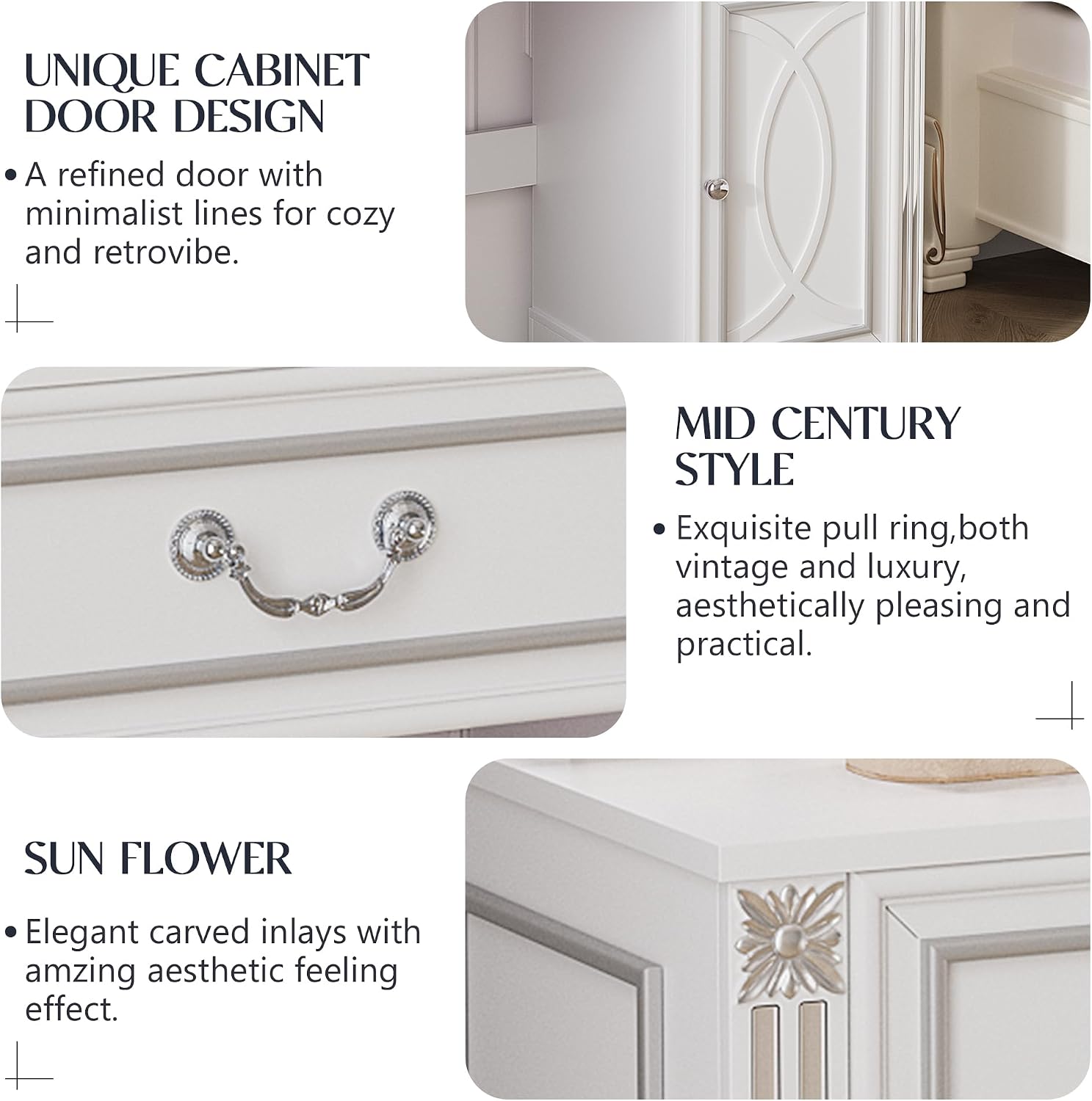 Lareth Vanity Desk with Lighted Mirror, 39.4 inch Vintage Makeup Table with Power Outlet, Bedroom Vanity Dressing Table with Adjustable Lights & 2 Drawers, Gifts for Teen Girls Women, White