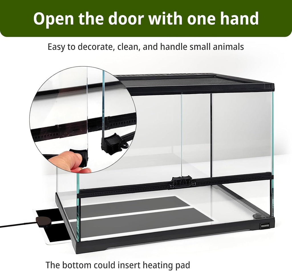 17 Gallon Reptile Glass Tank 20'x14'x14' with Drainage Hole - Pre-Assembled Reptile Cage Enclosure for Turtle,Tortoise,Hermit Crab,Bearded Dragon,Gecko,Lizard,Snake,Spider,Fish,Tarantula