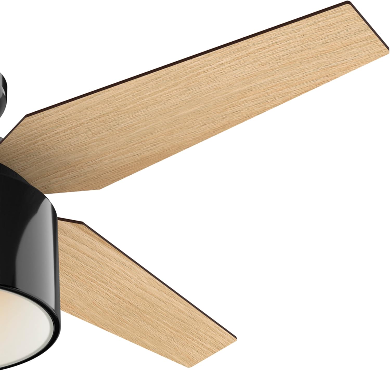 Hunter 52 inch Indoor Ceiling Fan with LED Light and Remote Control - Black Modern Ceiling Fan, Low Profile Mount, 4 Blades, For Bedroom, Living Room, or Kitchen, Quiet - Cranbrook 59259, Gloss Black