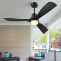 72 Inch Ceiling Fans with Lights Remote, Black Ceiling Fan Light, 3 Downrods, 3 Wood Blades, ETL Listed, Timer, 6 Speed Quiet Reversible DC Motor Outdoor Fans for Patios Bedroom, 72in,Black