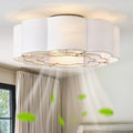 20' Low Profile Ceiling Fan with Light, Caged Flush Mount Ceiling Fan with Light Remote Control, Boho Bladeless with 6 Speeds for Bedroom, Nursery, Living Room.