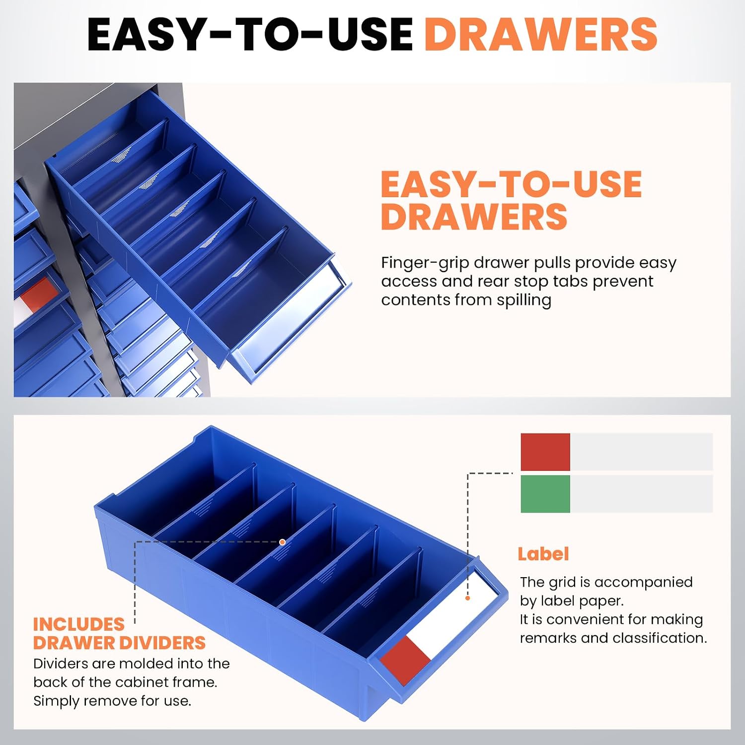 75 Drawers Parts Cabinet, Heavy-Duty Bolt and Nut Tool Storage Cabinet with Adjustable Shelves and Labels for Workshop Organization