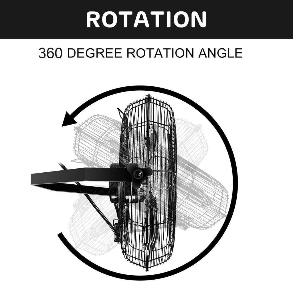 Simple Deluxe 24 Inch Industrial Wall Mount Fan, 3 Speed Commercial Ventilation Metal Fan for Warehouse, Greenhouse, Workshop, Patio, Factory and Basement - High Velocity, black