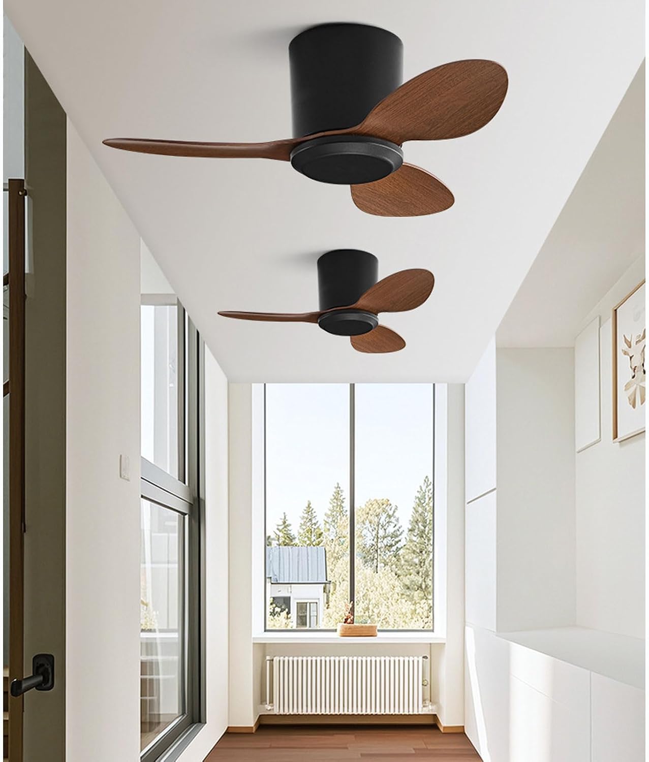 Flush Mount Ceiling Fan No Light Modern Small Ceiling Fans Remote Control 6 Speeds 25 Inch Ceiling Fan Without Lights Quiet DC Motor, 3 Blades For Restaurant Bedroom Patio Indoor
