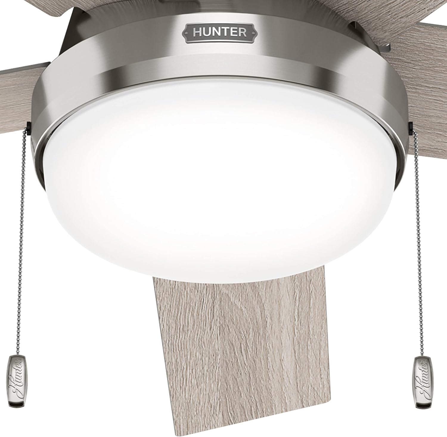 Hunter Fan 52 inch Low Profile Brushed Nickel Indoor Ceiling Fan with LED Light Kit and Pull Chain (Renewed)