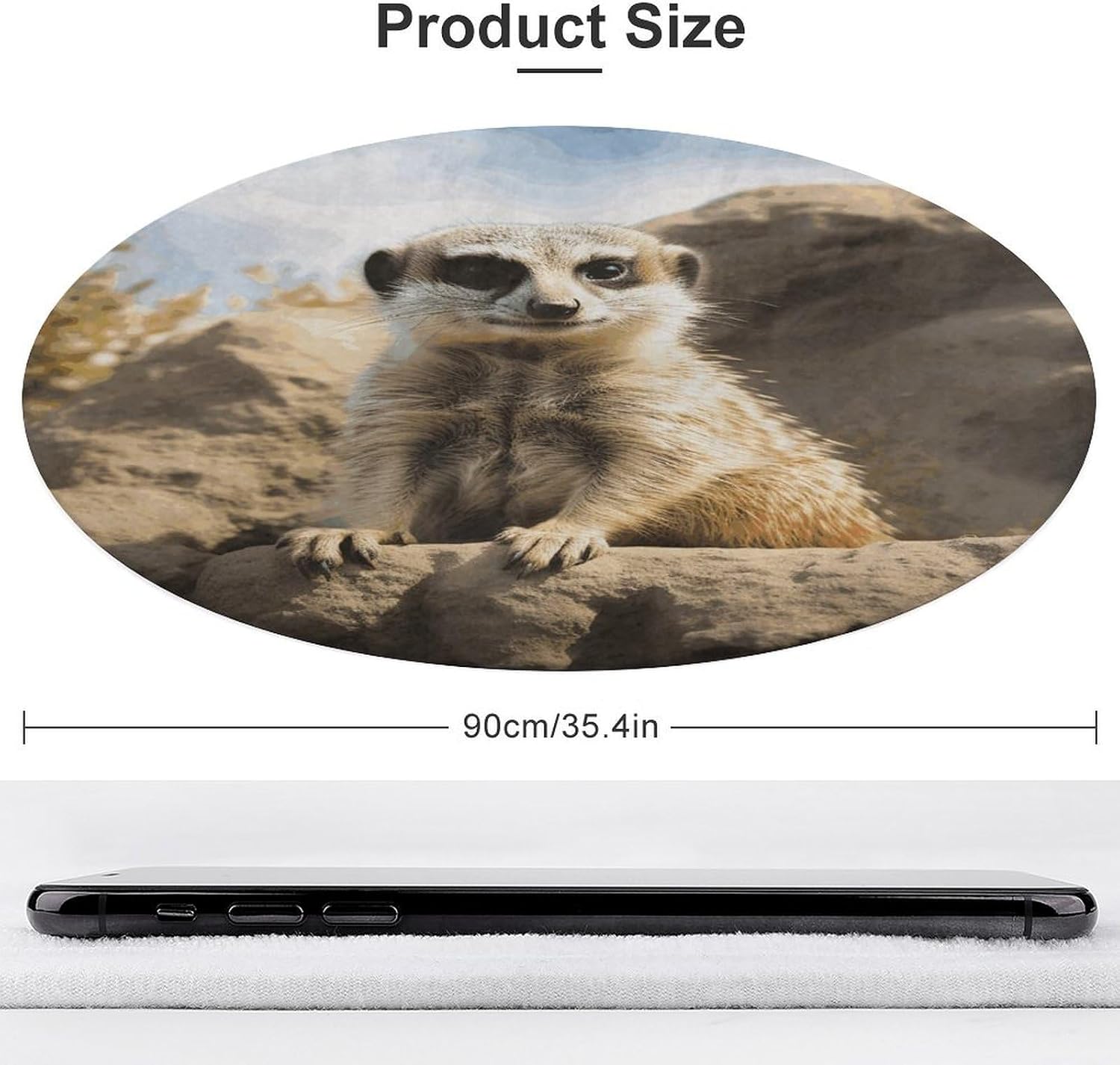 Meerkat Animal Coral Velvet Round Floor Mat Non-Slip Bath Rug Floor Covering for Bathroom Vanity Guest Suite & Vacation Home