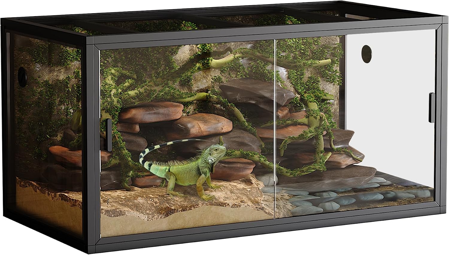 GarveeLife 120 gal Bearded Dragon Tank 4 x2 x2 ft Reptile Terrarium Enclosure with Sliding Glass Doors, Snake Enclosure Heavy Duty Top Screen Ventilation, Easy to Assemble Black