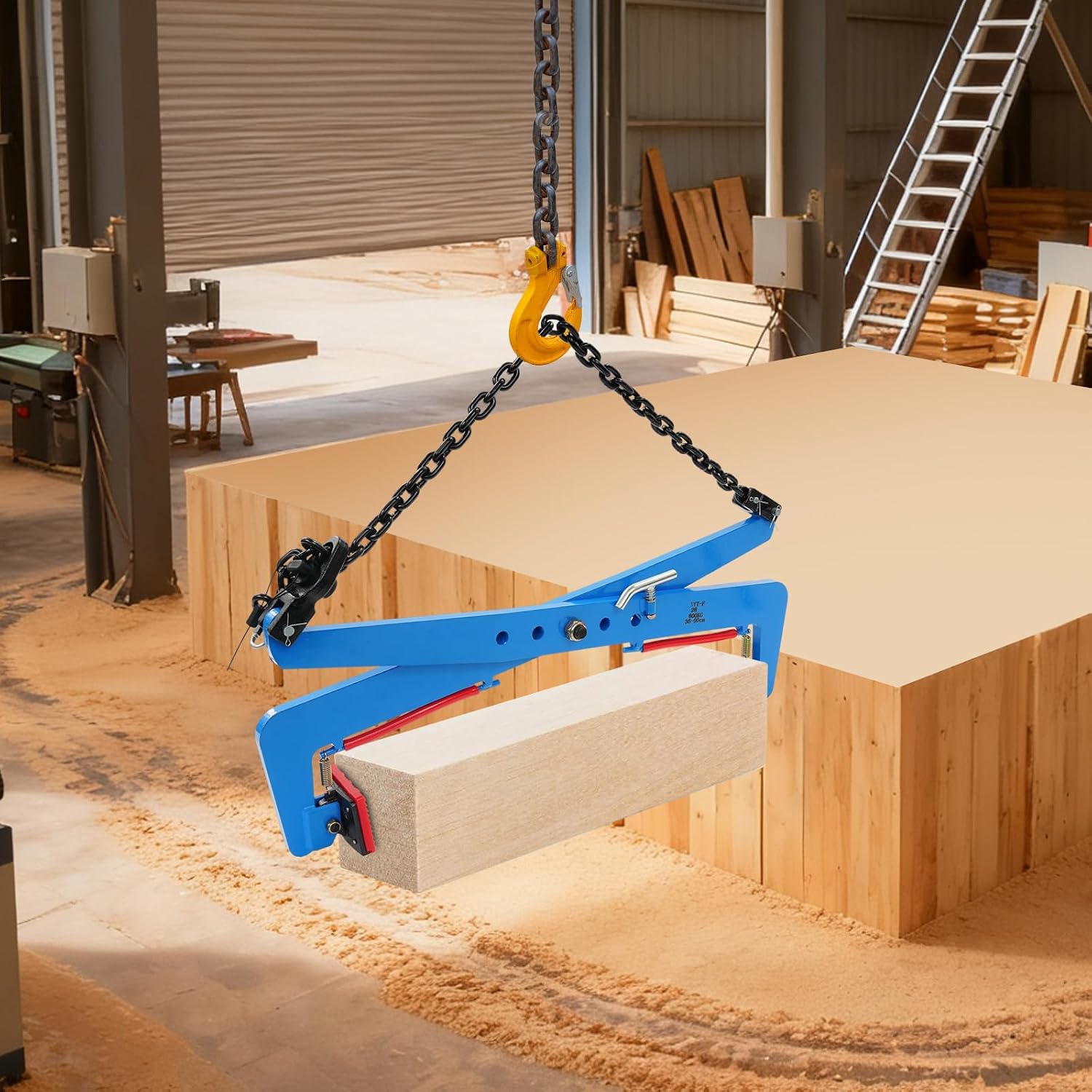 1764lbs Heavy Duty Stone Lifting Clamp 14'-35' Opening Adjustable Stone Clamp Scissor Lifter Clamp for Carrying & Vertical Transport of Concrete Blocks, Slate Sheets, Granite Slab, Timber (Blue)