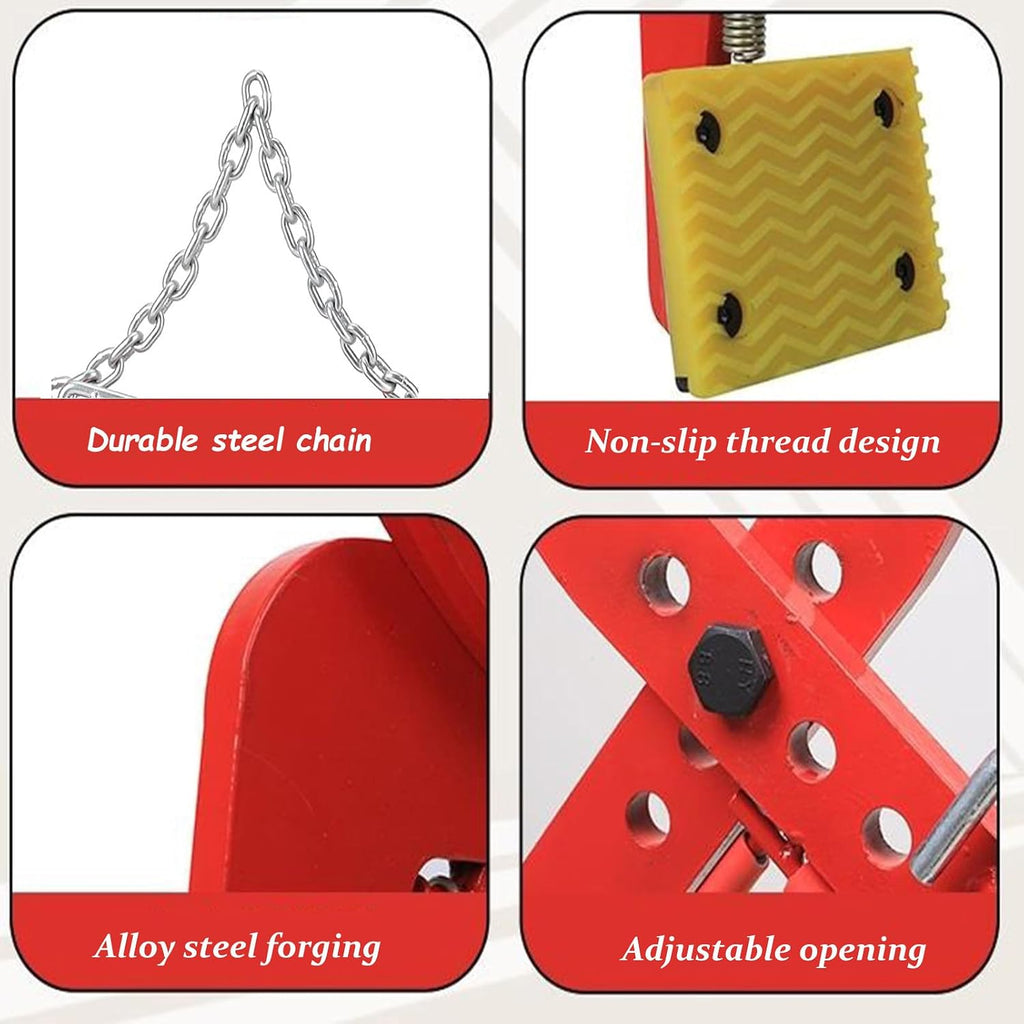 23In Thickened Chain Link Lifting Tongs - Heavy Duty Steel Clamp for Granite, Glass, Metal & Stone Slabs - Vertical Plate Rigging Tool for Secure Lifting & Spre,32in