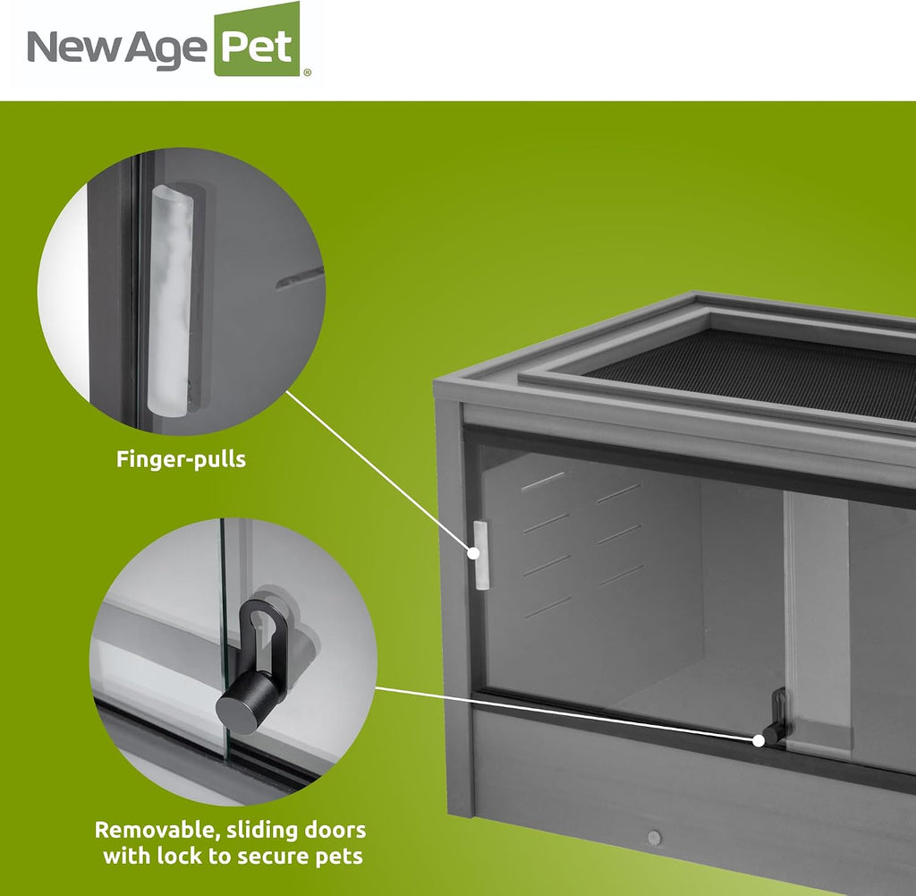 New Age Pet ECOFLEX 36' Wide Medium Reptile Habitat, Mojave Lounge for Snakes, Tortoises & Lizards in Maple, Black & Grey, Easy Assembly, Sliding Glass Doors & Mesh Top
