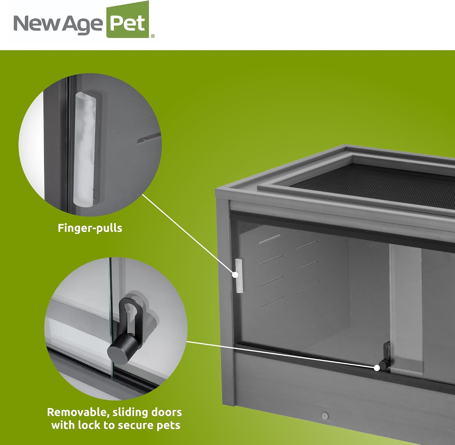 New Age Pet ECOFLEX 36' Wide Medium Reptile Habitat, Mojave Lounge for Snakes, Tortoises & Lizards in Maple, Black & Grey, Easy Assembly, Sliding Glass Doors & Mesh Top