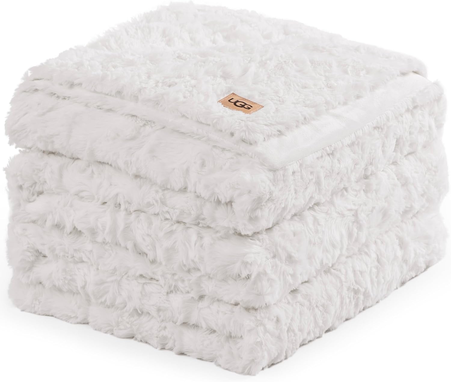 UGG Adalee Faux Fur King Blanket, Double-Sided Fluffy Blanket, Cozy Oversized Throw for Couch, Washable Bedding for California King Bed, Luxury Home Decor, 110' x 90', Natural White