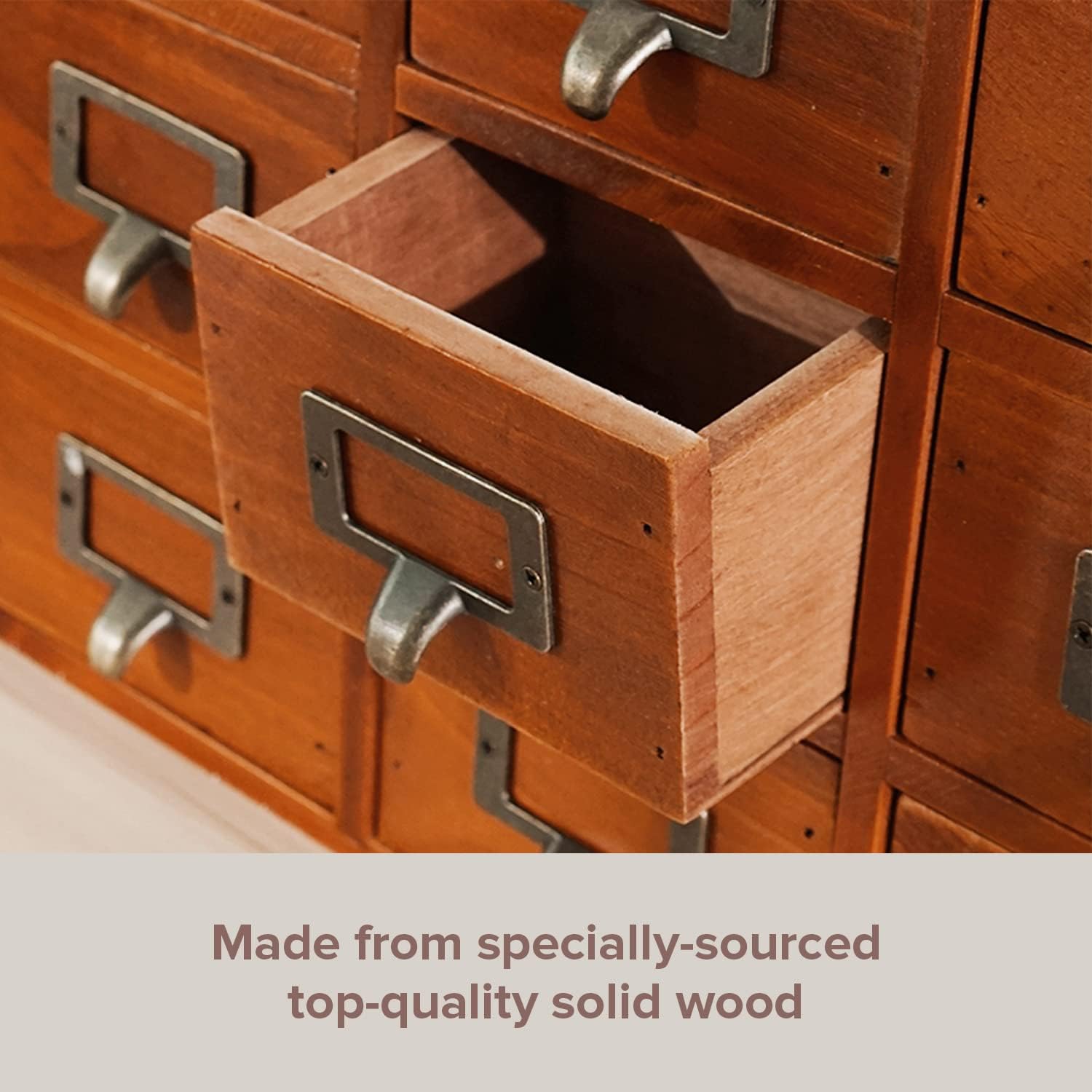 Huge Modular Stackable Against Wall 64-Drawer Apothecary Curio Cabinet Vintage Wood - Card Catalog Library Desk Storage Box Drawer w/ Label Holders Handles - Multi Level Countertop and Craft Organizer