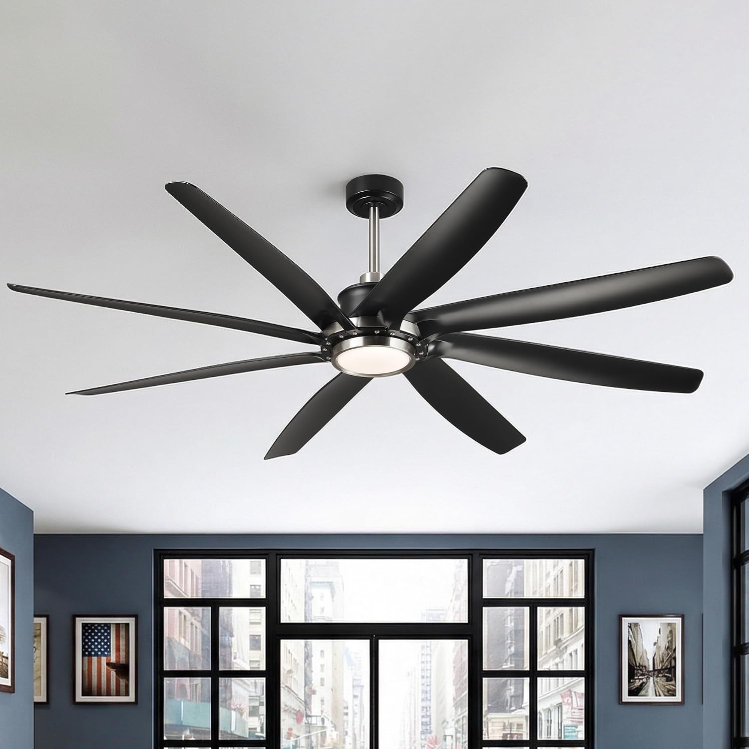 72 Inch Ceiling Fans with Lights and Remote Control, Black Industrial Chandelier Ceiling Fan, Dimmable LED & 3CCT, 6 Speeds Reversible DC Motor, Timer, Lighting Ceiling Fans for Bedroom Living Room