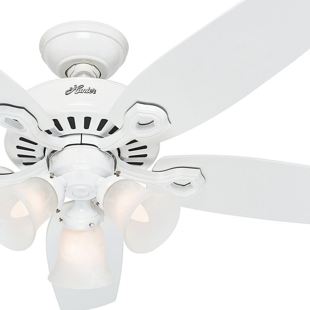 Hunter 52in Snow White Ceiling Fan - Three-Light Fitter with Swirled Marble Glass (Renewed)