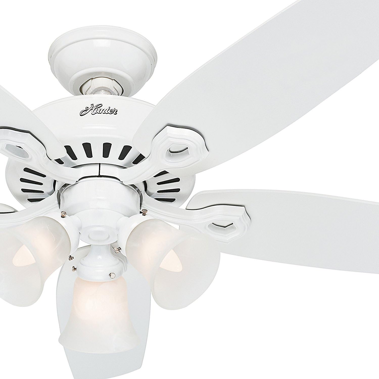 Hunter 52in Snow White Ceiling Fan - Three-Light Fitter with Swirled Marble Glass (Renewed)