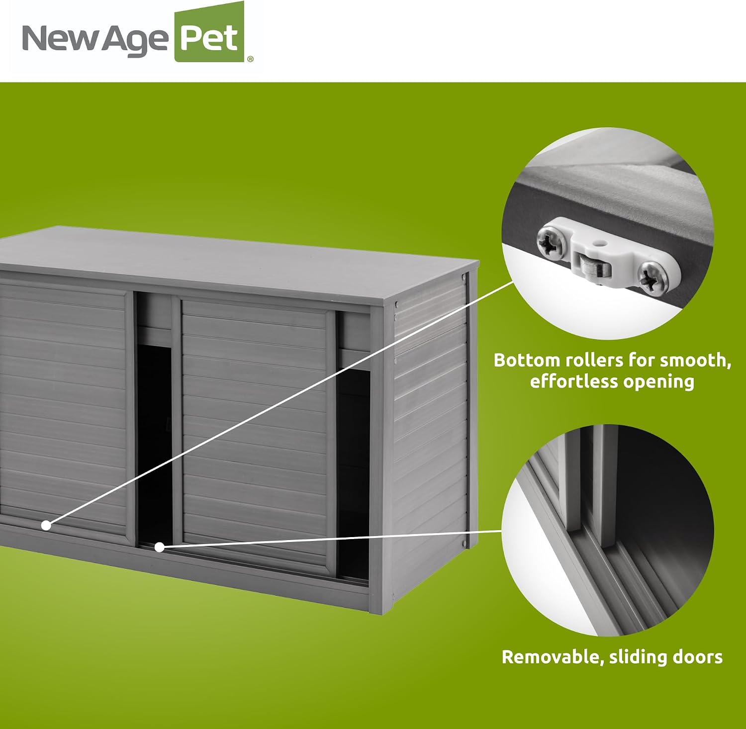 New Age Pet ECOFLEX 48' Storage Cabinet for Pets in Grey, Durable Wood Plastic Composite, Non Toxic, Easy Assembly, Ideal for Bedding, Food, Toys, Large Mojave Reptile Habitat Compatible