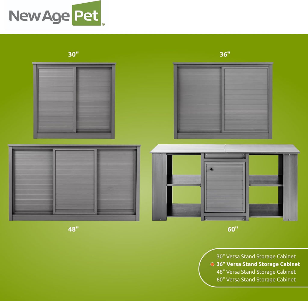 New Age Pet ECOFLEX 36' Storage Cabinet for Pets in Grey, Durable Wood Plastic Composite, Non Toxic, Easy Assembly, Ideal for Bedding, Food, Toys, Medium Mojave Reptile Habitat Compatible