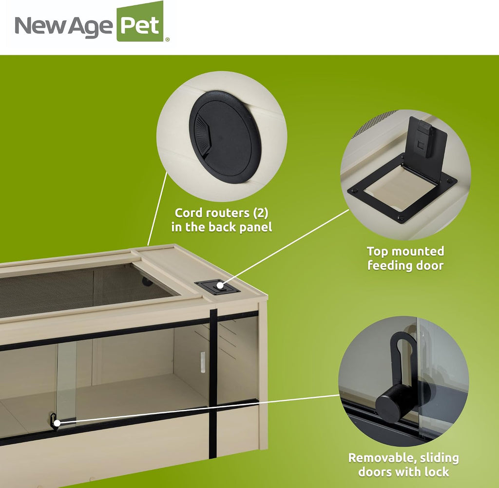 New Age Pet ECOFLEX 60' Wide X-Large Reptile Habitat, Mojave Lounge for Snakes, Tortoises & Lizards in Maple, Black & Grey, Easy Assembly, Sliding Glass Doors & Mesh Top