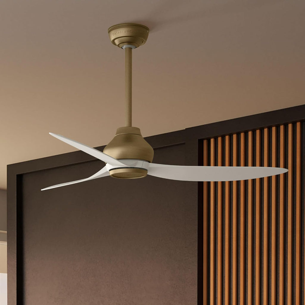 Casablanca - Eyla Indoor/Outdoor Ceiling Fan, 52-inch, 6-speed DC Motor, Energy Star, for porches, patios, sunrooms, bathrooms (Luxe Gold)